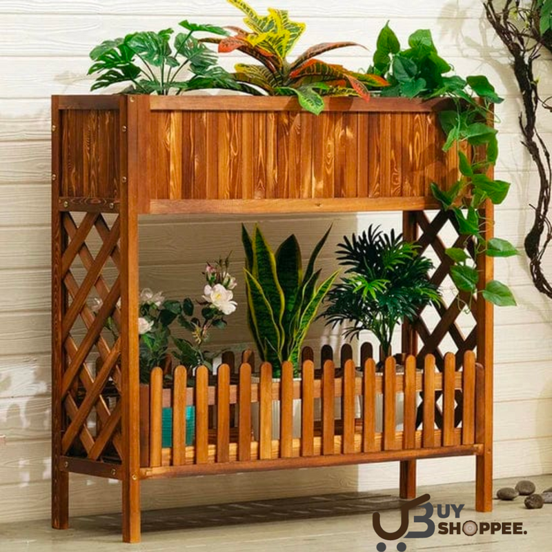 Rectangular Multi-Tiered Bamboo Plant Stand