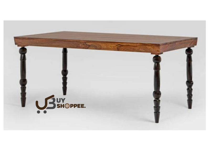 Ean Solid Wood 4 Seater Dining Table In Rustic Teak Finish