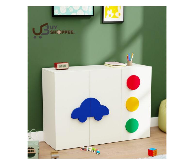 Traffic Lights Kids Storage Cabinet in White Colour