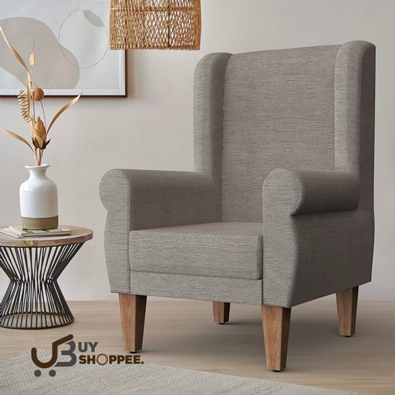 Sheesham Wood Wing Chair Bangalore Grey Colour