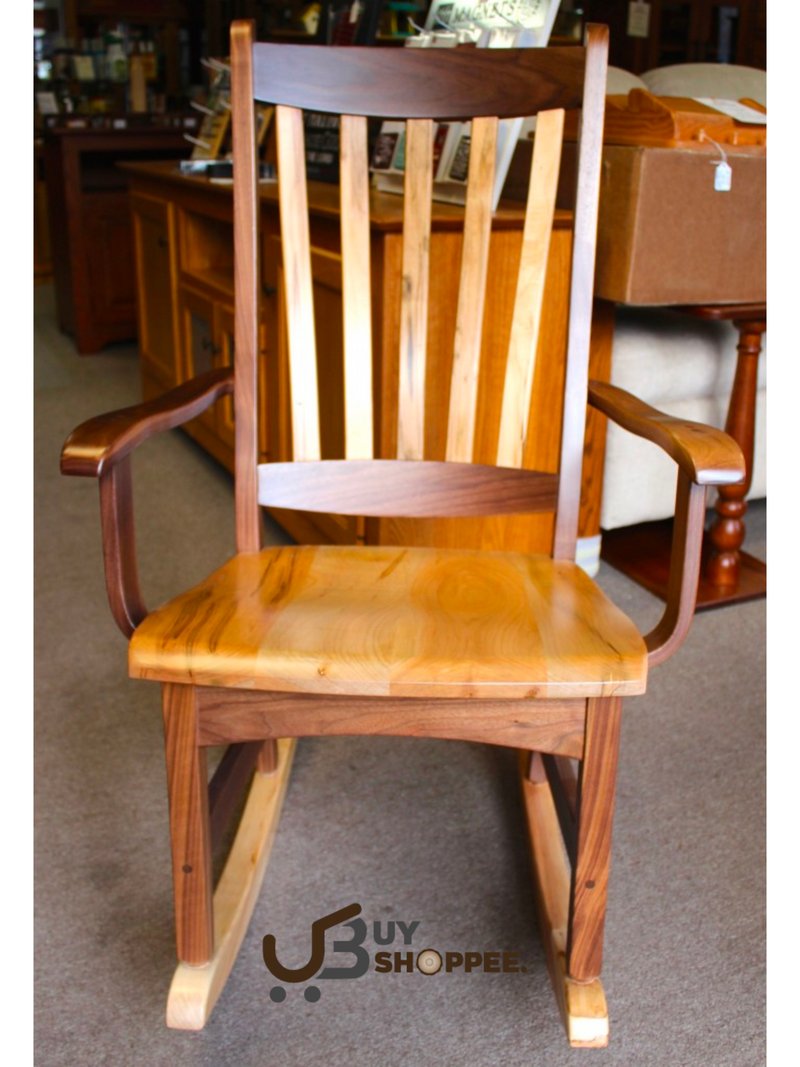 Amish Benton Walnut and Wormy Maple Rocking Chair