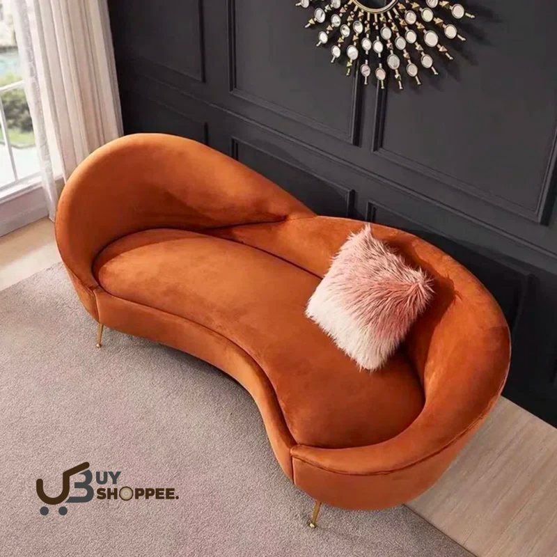 Velvet Round Arm Curved Sofa