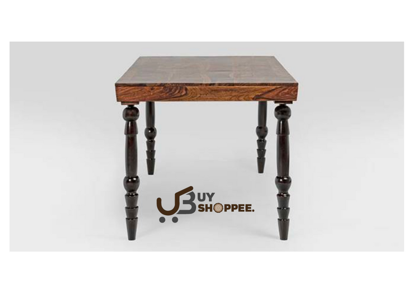 Ean Solid Wood 4 Seater Dining Table In Rustic Teak Finish