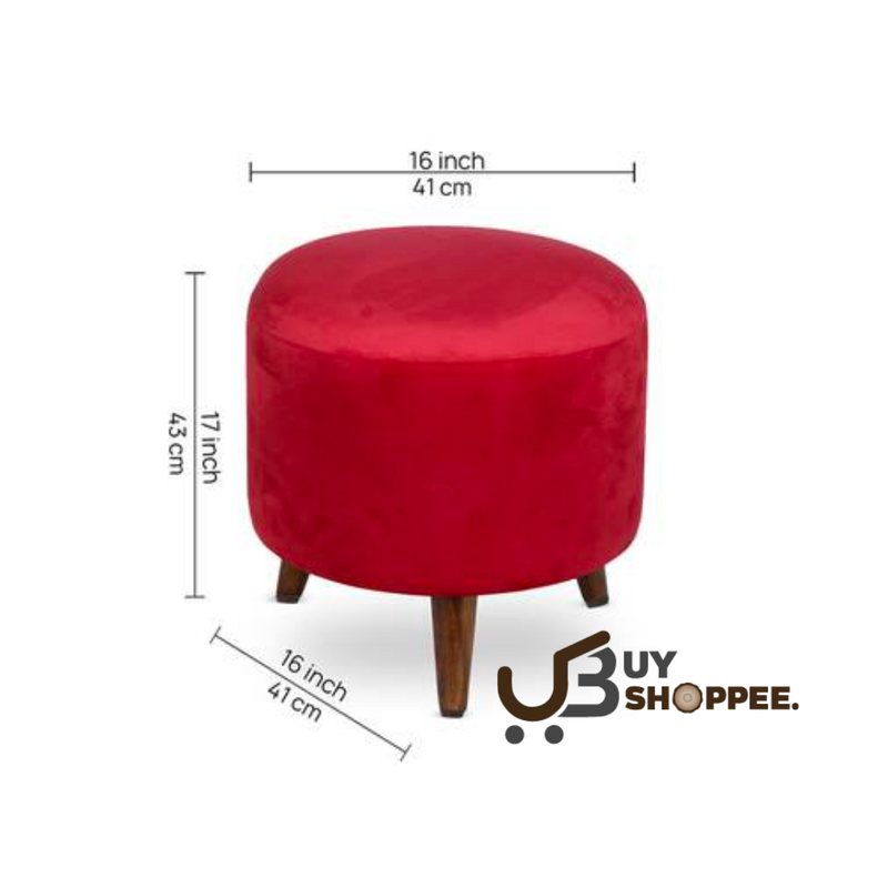 Solid Wood Ottoman Red