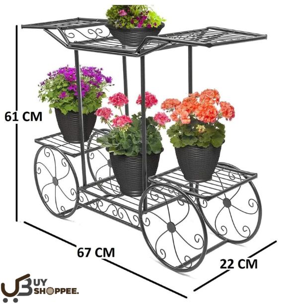 6-Tier Cart Planter Stand, Outdoor Flower Rack