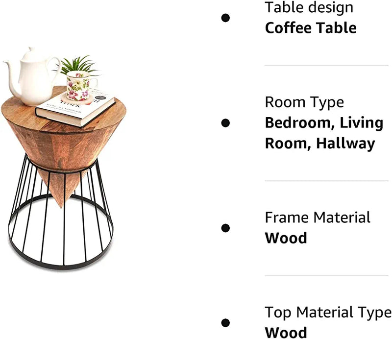 Wood Auxiliary Coffee Table in Pyramid Shape