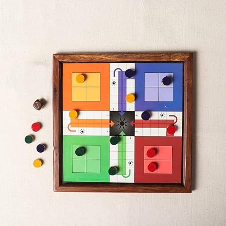 Perfect Wood Art Handmade Wooden Classic 2 in 1 Ludo Snakes and Ladders Set