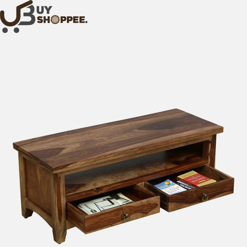 Biscay Wood LCD Console in Scratch Resistant Rustic Teak Finish For LCDs Up To 43
