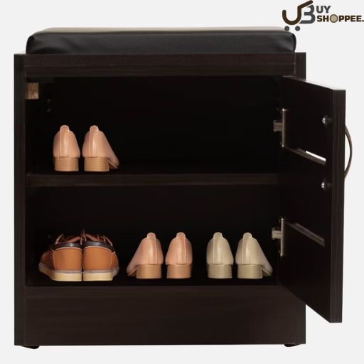 Bitty Shoe Rack with Seating in Wenge Matte Finish