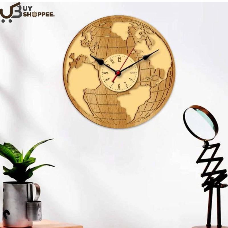 Brown Engineered Wood Analog Wall Clock