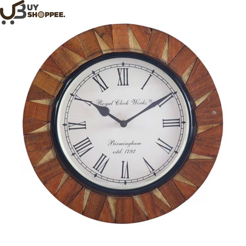 Brown Wood Hammer Modern Wall Clock