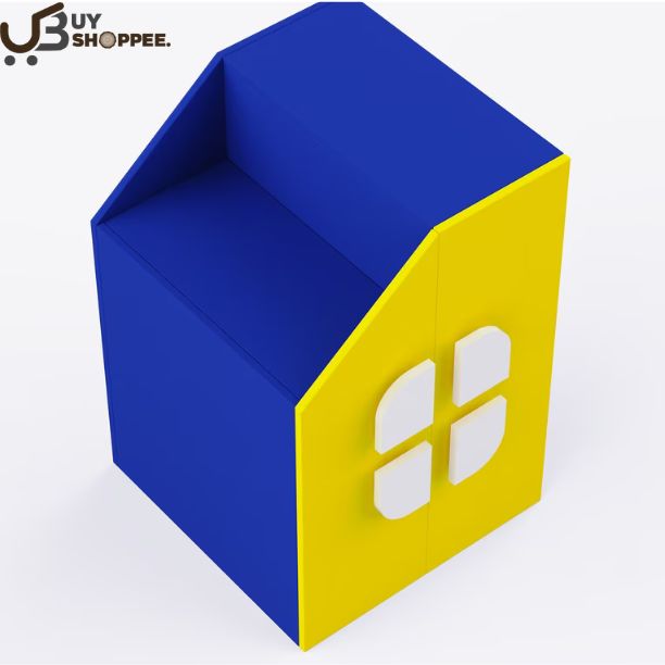 Geometric Kids Storage Cabinet in Yellow & Blue Color