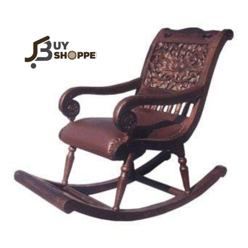 Hand Carved Wooden Rocking Chair(Brown)