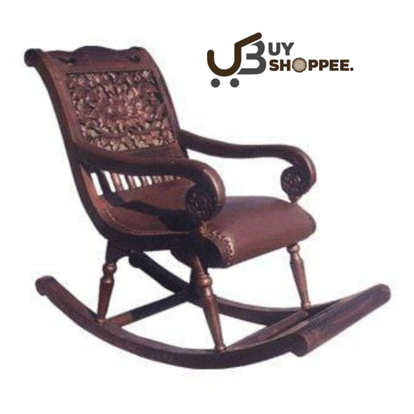 Hand Carved Wooden Rocking Chair(Brown)