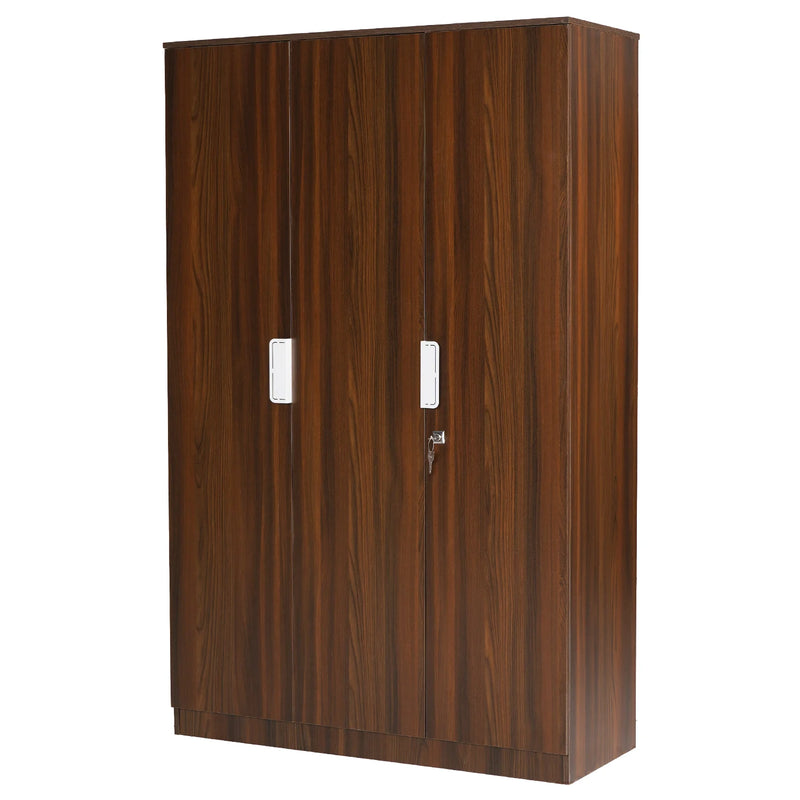 Joyce 3 Door Engineered Wood Wardrobe Without Mirror (Classic Walnut)