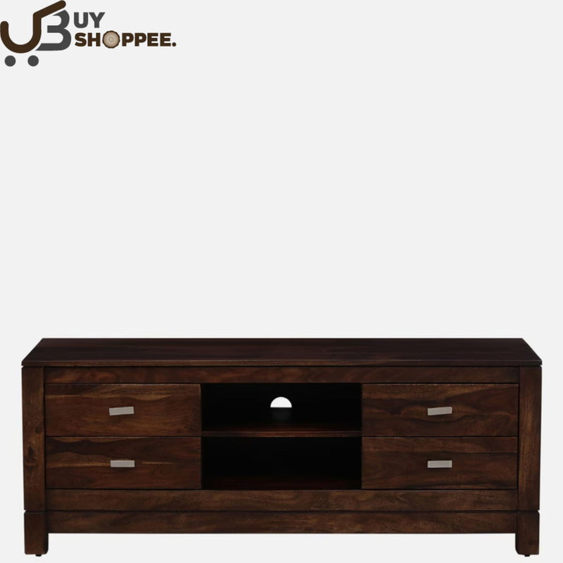 Kalama Wood LCD Console in Scratch Resistant Provincial Teak Finish For LCDs Up To 55"