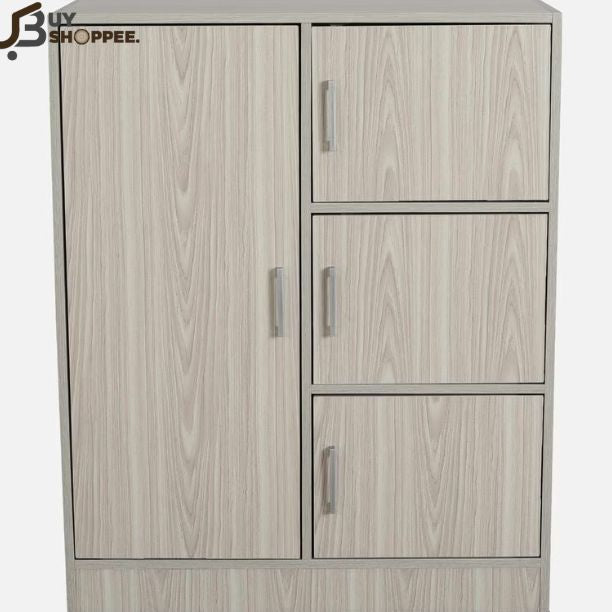 Kushiro Compact 1 Door Cabinet in Grey Color with Drawers