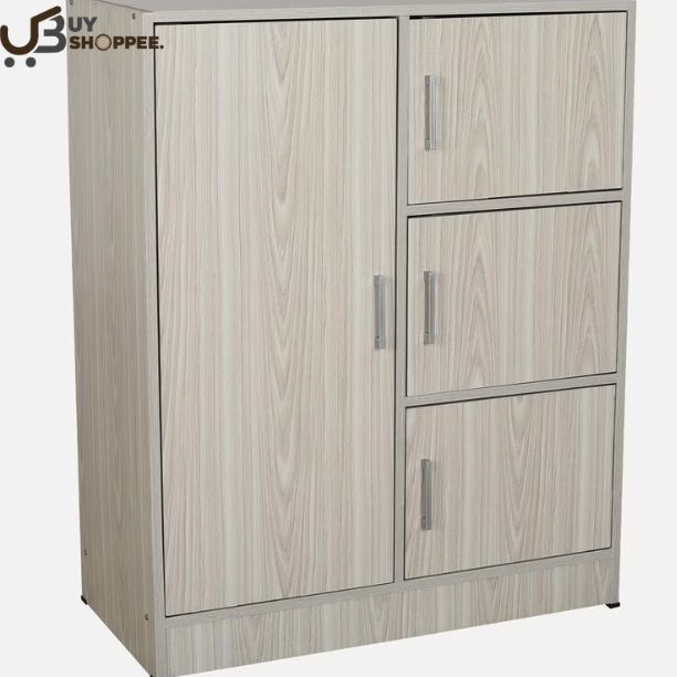 Kushiro Compact 1 Door Cabinet in Grey Color with Drawers