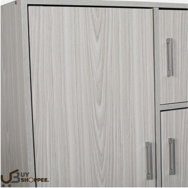 Kushiro Compact 1 Door Cabinet in Grey Color with Drawers