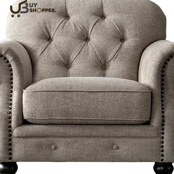 Luxury Chesterfield Chenille Diamond Tufted Living Room Sofa, Armchair