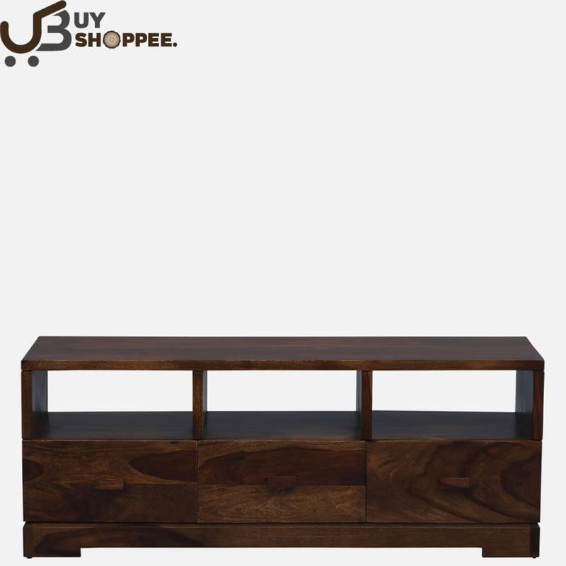 M laga Wood LCD Console In Provincial Teak Finish For LCDs Up To 65