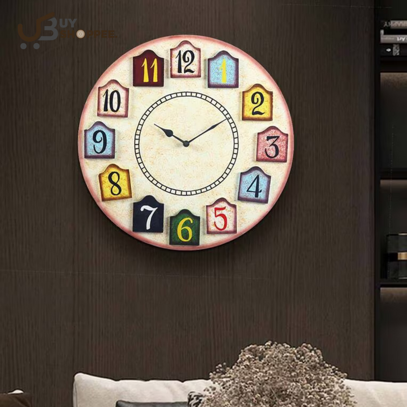 Multicolour MDF Modern Wall Clock