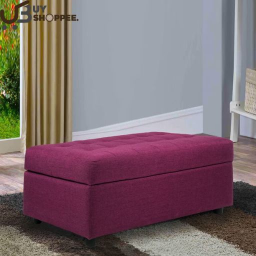 Plutto Fabric Ottoman in Purple Colour With Storage