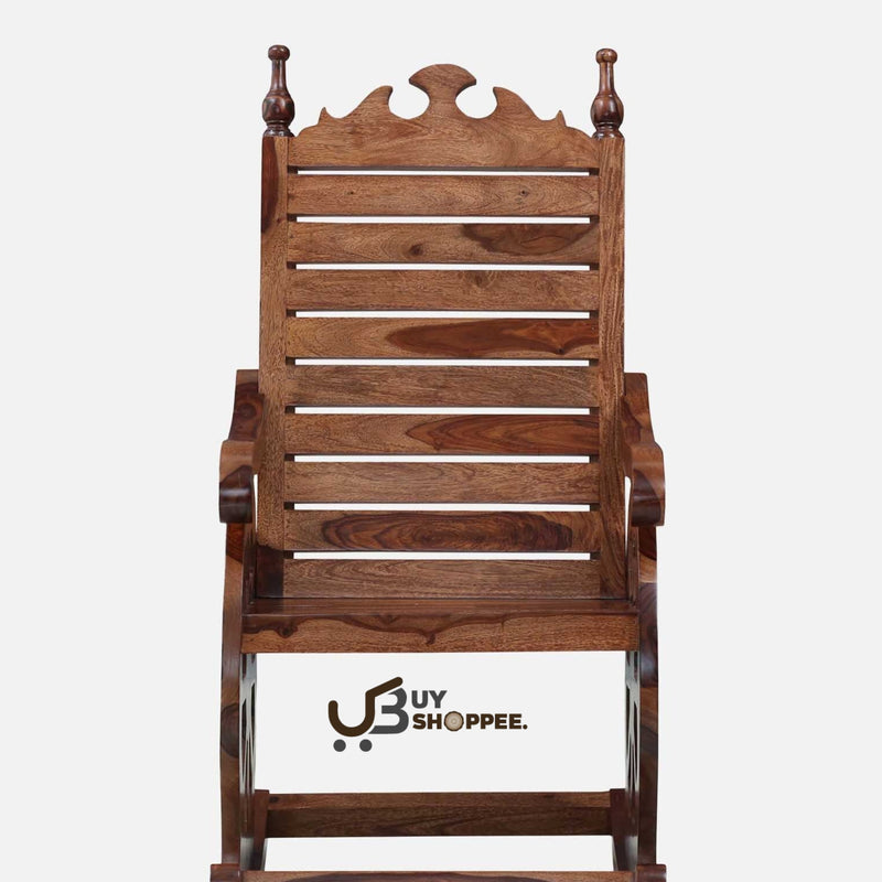 Solid Wood Rocking Chair in Rustic Teak Finish