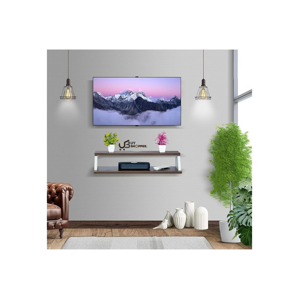 Stunning Landscape TV Wall Mount with Floating Shelves (Walnut, White)