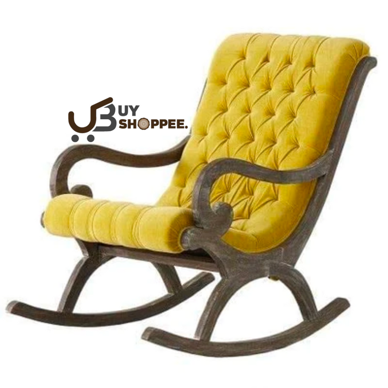 Wooden Rocking Chair Comfort Cushioned Back & Seat