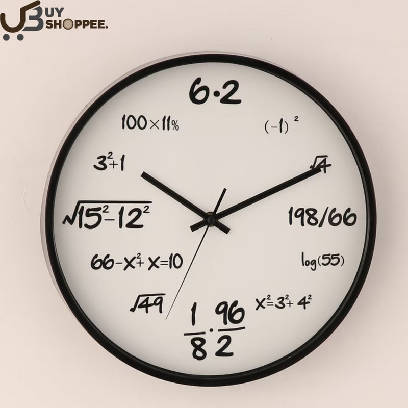 White Plastic Mathematics Modern Wall Clock