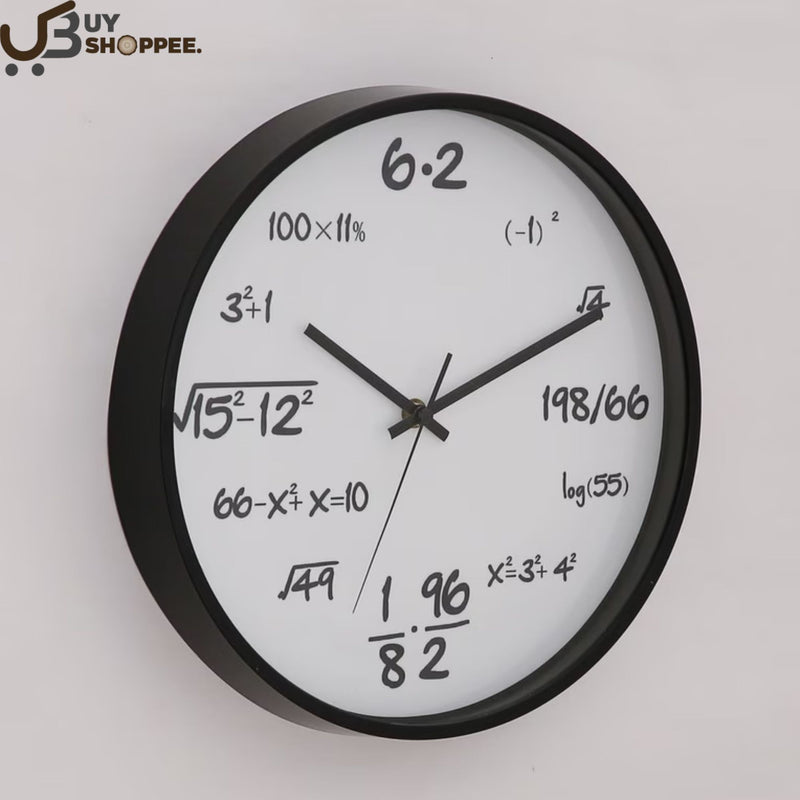 White Plastic Mathematics Modern Wall Clock