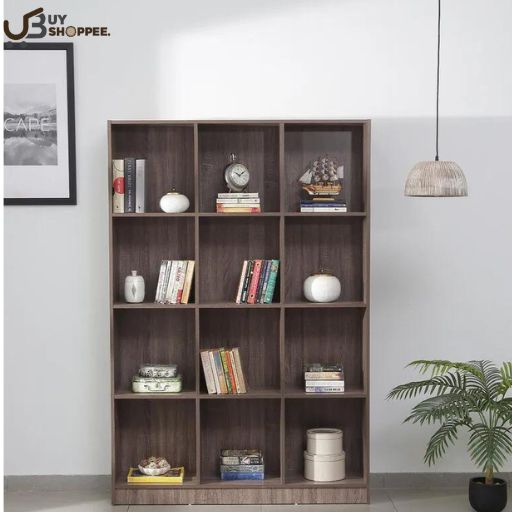 Wide Book Shelves in Sonoma Oak