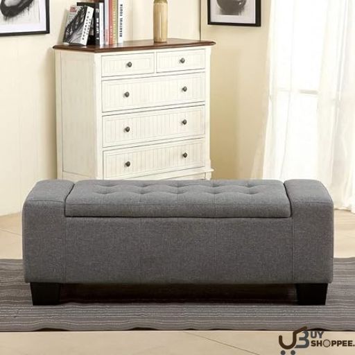 Ottoman Storage Sofa (30 x 72 x 18, Slate Grey Fabric)