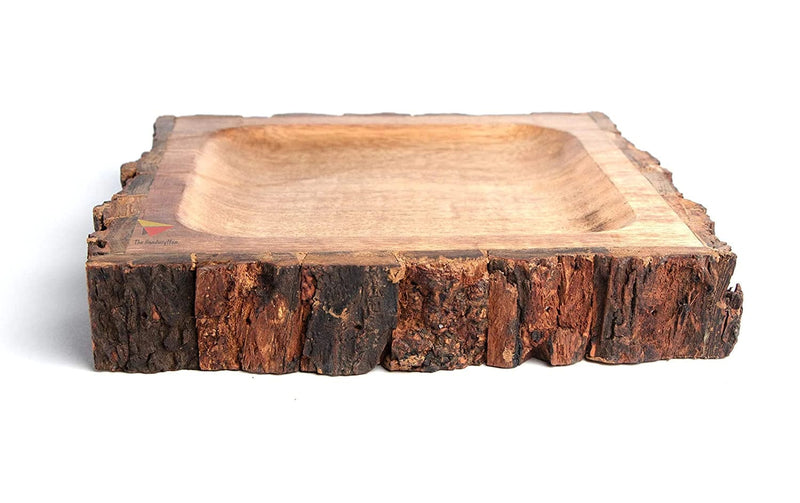 BARK/BUCKLE WOODEN SERVING TRAY