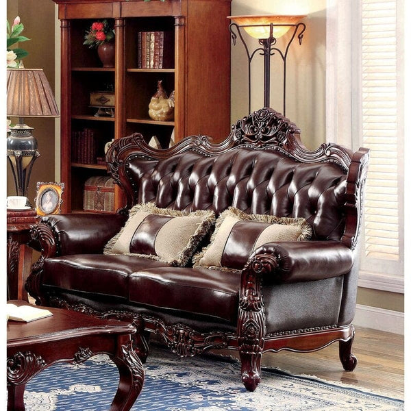Wide Tufted Leather Match Chair And A Half