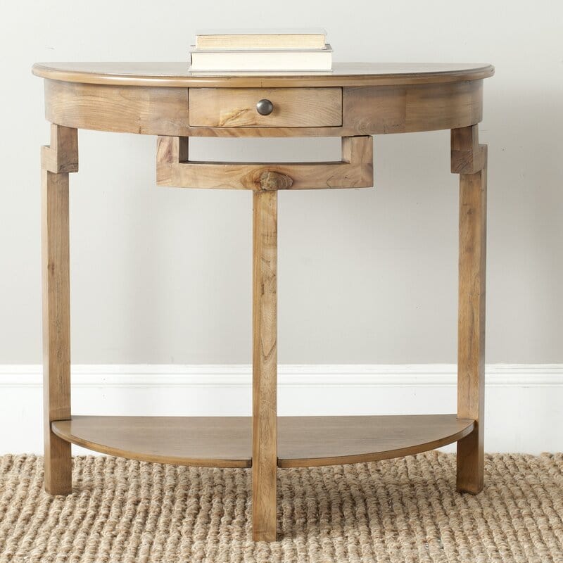 Half Moon shape Solid Wood Console Table with Drawer