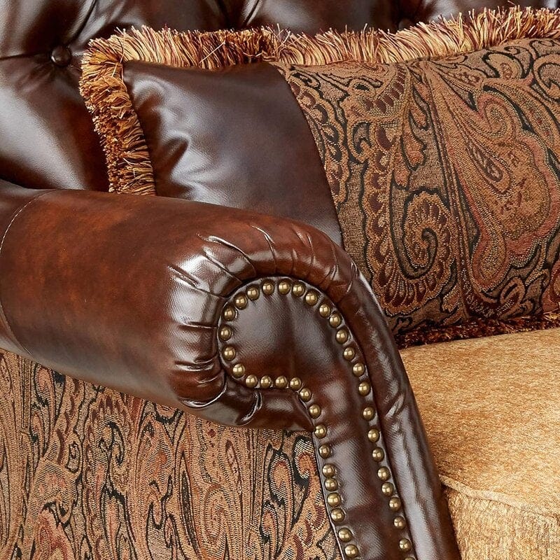 Wooden Handcarved Teak Wood Sofa Wide Tufted Armchair