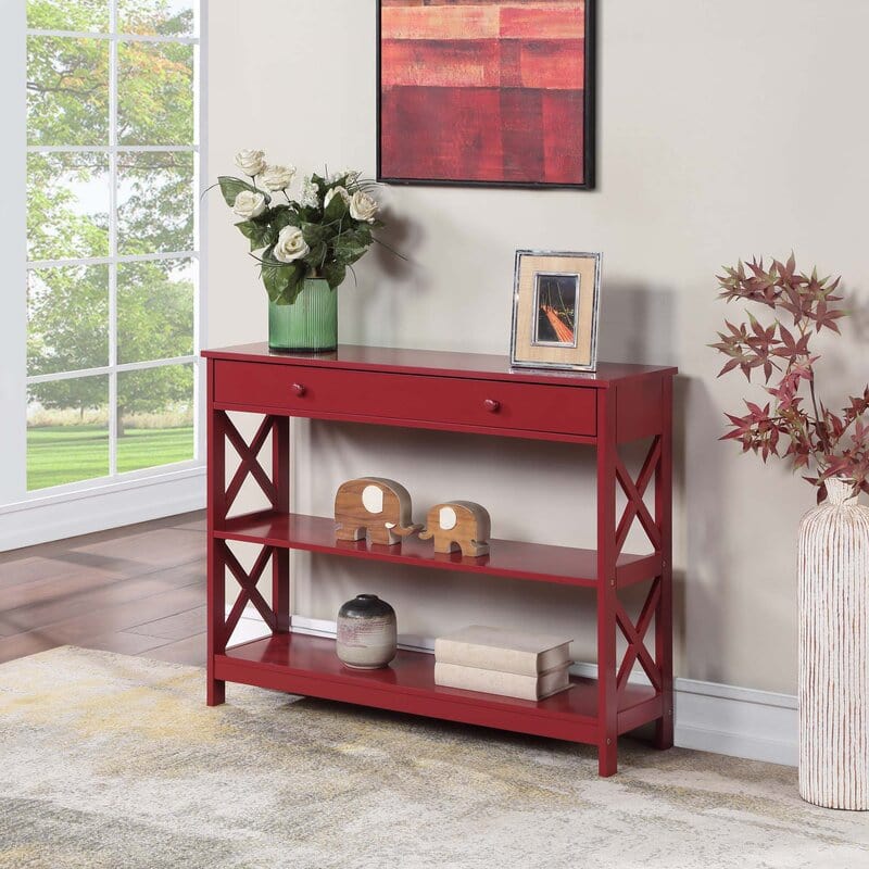 Two shelves Rectangular shape wooden Console Table with Drawer