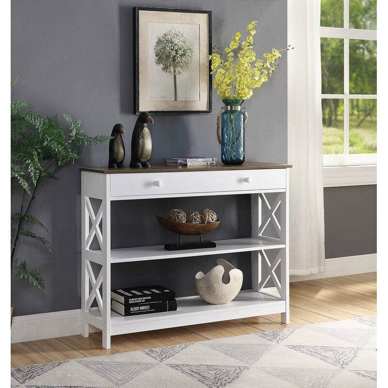 Two shelves Rectangular shape wooden Console Table with Drawer