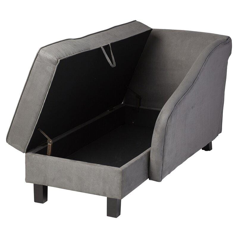 One Left-Arm Chaise Recessed Arms Chaise Lounge with Storage