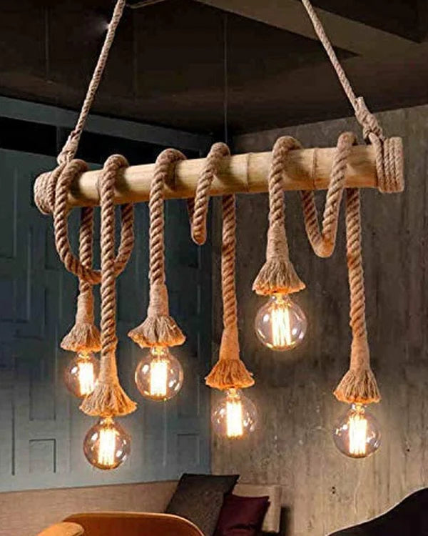 Ubuyshoppee Pendant Hanging Lamps Bamboo Lighting (6-Light) for diwali,christmas etc.