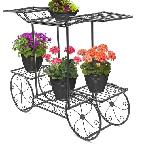 Ubuyshoppee 6-Tier Cart Planter Stand, Outdoor Flower Rack Stylish Rack