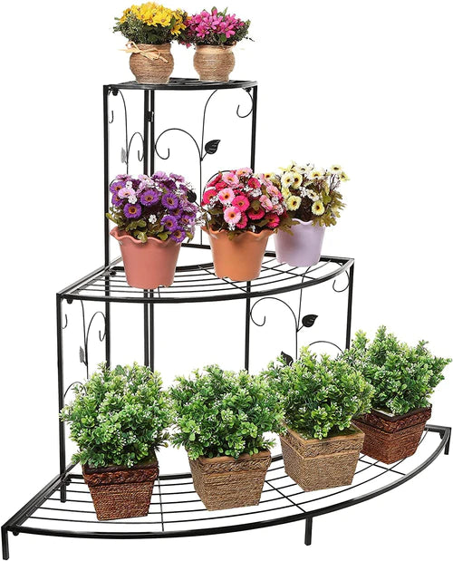 Ubuyshoppee 3 Tier Plant Stand Floral Corner Shelf Metal Flower Pot